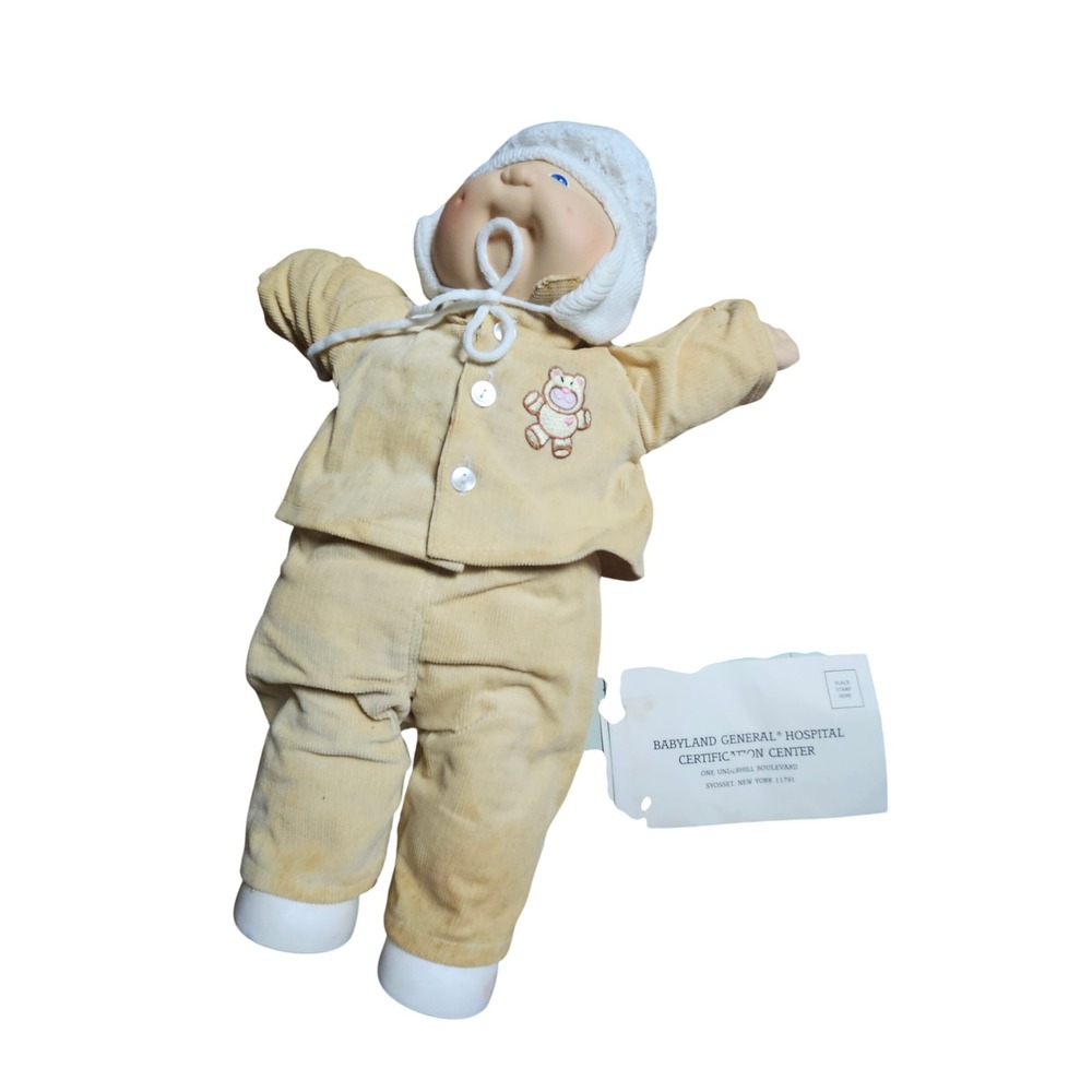 Vintage 1983 Cabbage Patch Boy Doll 16" Coleco Tan Corduroy Suit Richard Baldwin